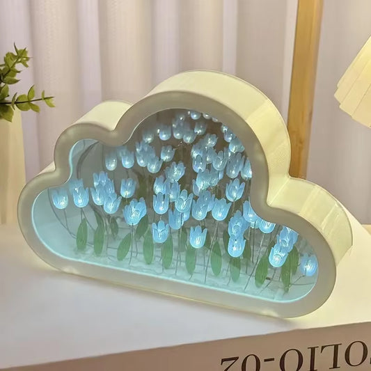 Tulip Cloud Sea of Flowers Handmade Night Light Creative Light Atmosphere Light Transparent Qixi Lovers Gift Desktop Decoration