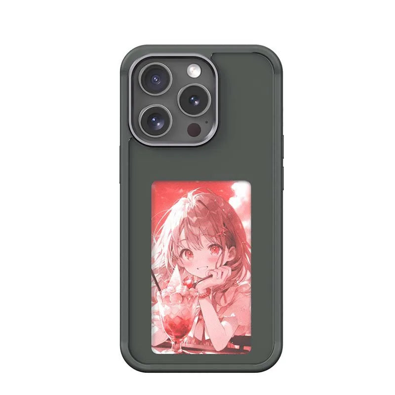 New-Tech NFC Function Phone Case for  15 14 13 Pro Max DIY Cases E Ink Screen Phone Cover Cartoon Girl Fundas Battery Free