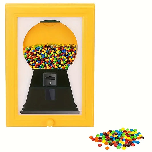 Wall Mounted Candy Dispenser Photo Frame - Manual Rod Design No Power Required, Vintage Kitchen Decor in Yellow and Black Tones